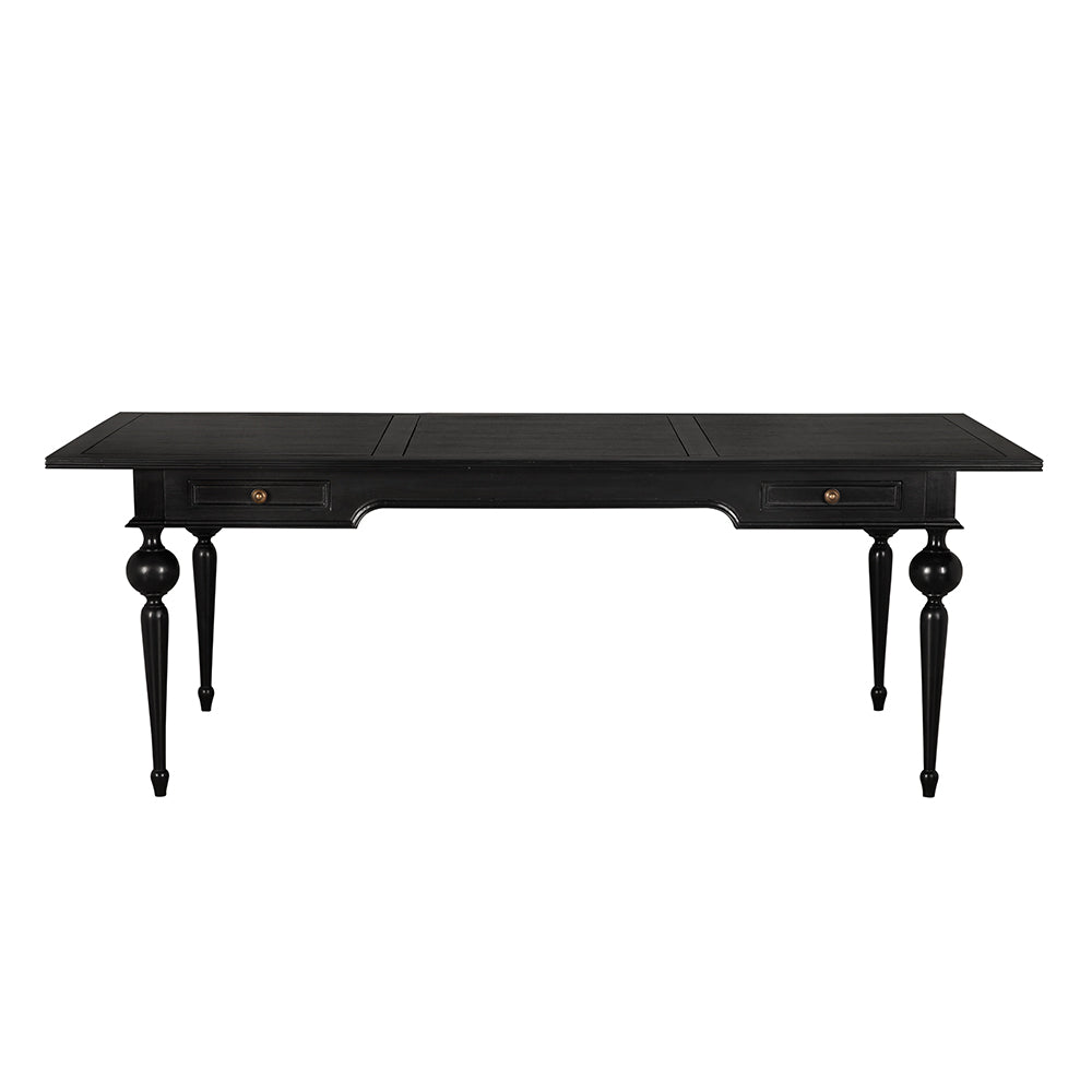 Noir Kingsley Executive Partner Desk Mahogany Brass Hardware Dual Workspace Traditional Study GDES210HB