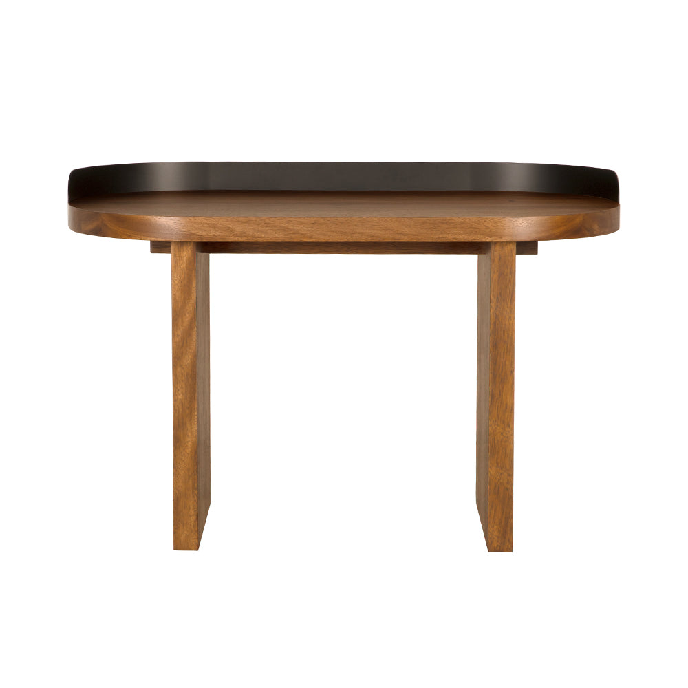 Noir Euler Japandi Writing Desk Solid Walnut Veneer Top with Matte Black Gallery Rail GDES214DWMT