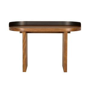 Euler Japandi Writing Desk Solid Walnut Veneer Top with Matte Black Gallery Rail