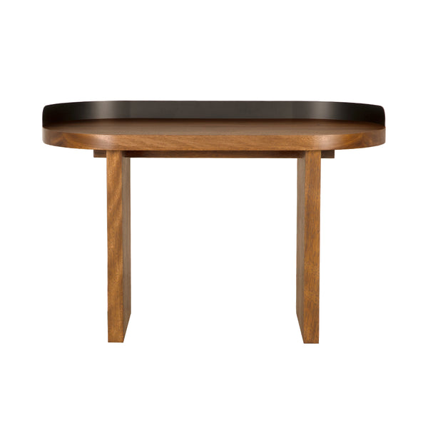 Euler Japandi Writing Desk Solid Walnut Veneer Top with Matte Black Gallery Rail