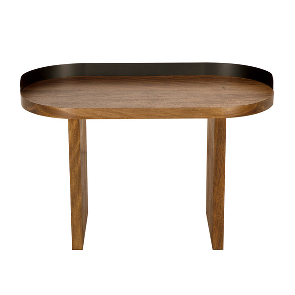 Euler Japandi Writing Desk Solid Walnut Veneer Top with Matte Black Gallery Rail