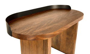 Euler Japandi Writing Desk Solid Walnut Veneer Top with Matte Black Gallery Rail