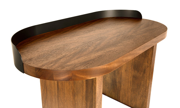 Euler Japandi Writing Desk Solid Walnut Veneer Top with Matte Black Gallery Rail