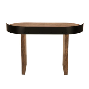 Euler Japandi Writing Desk Solid Walnut Veneer Top with Matte Black Gallery Rail