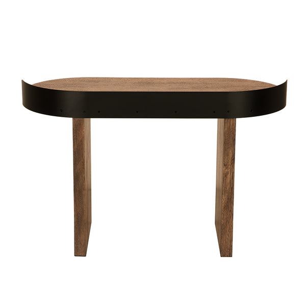 Euler Japandi Writing Desk Solid Walnut Veneer Top with Matte Black Gallery Rail