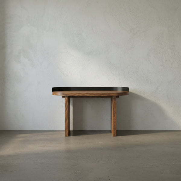 Euler Japandi Writing Desk Solid Walnut Veneer Top with Matte Black Gallery Rail