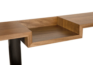 Ryland Walnut and Iron Console Desk with Open Storage for Modern Home Offices