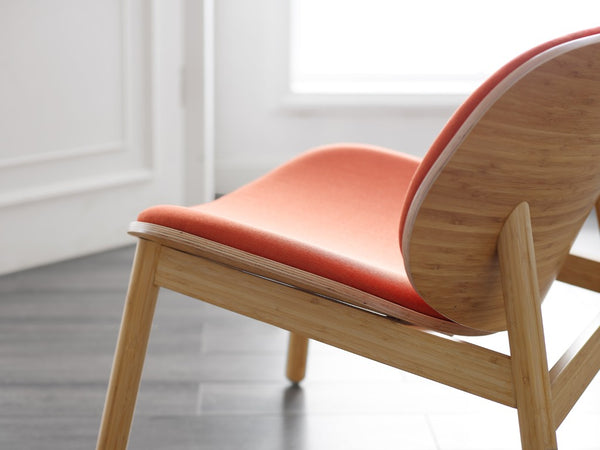 Greenington Danica Mid-century Bamboo Lounge Chair Sculptural Circular Back Sustainable Accent Seat Wheat-Red GDL0001WHR