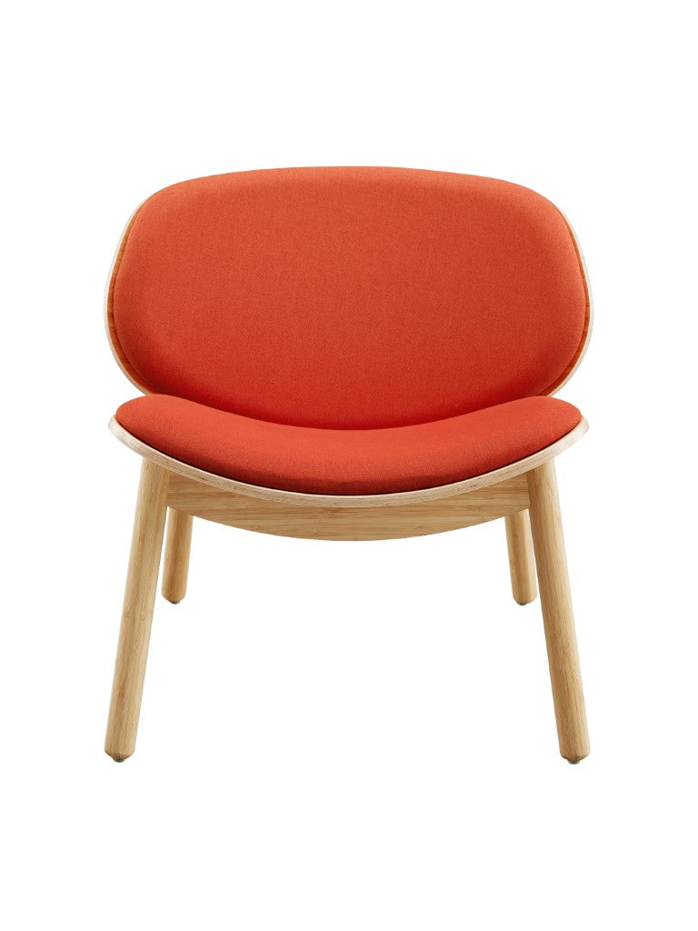 Greenington Danica Mid-century Bamboo Lounge Chair Sculptural Circular Back Sustainable Accent Seat Wheat-Red GDL0001WHR