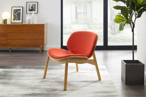 Greenington Danica Mid-century Bamboo Lounge Chair Sculptural Circular Back Sustainable Accent Seat Wheat-Red GDL0001WHR