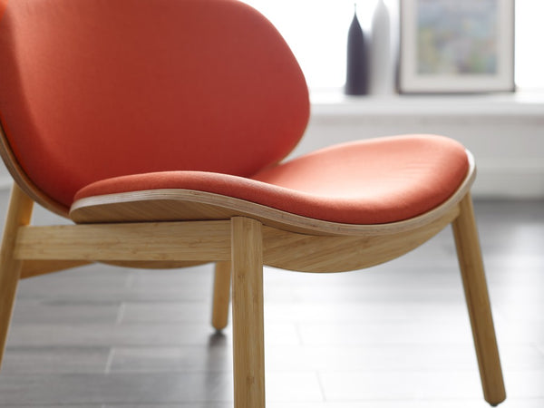 Greenington Danica Mid-century Bamboo Lounge Chair Sculptural Circular Back Sustainable Accent Seat Wheat-Red GDL0001WHR