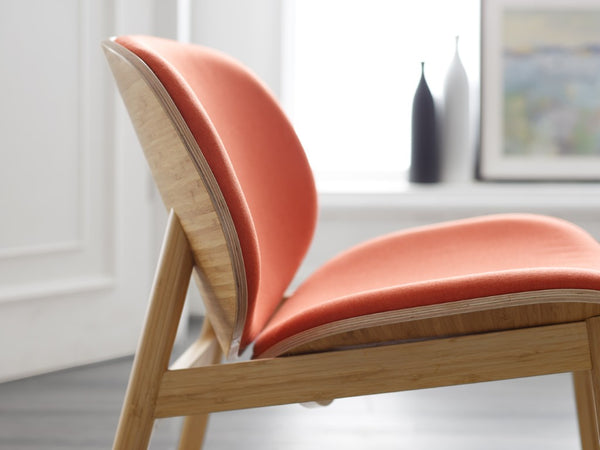 Greenington Danica Mid-century Bamboo Lounge Chair Sculptural Circular Back Sustainable Accent Seat Wheat-Red GDL0001WHR