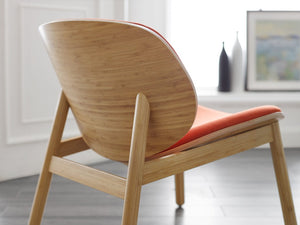 Greenington Danica Mid-century Bamboo Lounge Chair Sculptural Circular Back Sustainable Accent Seat Wheat-Red GDL0001WHR