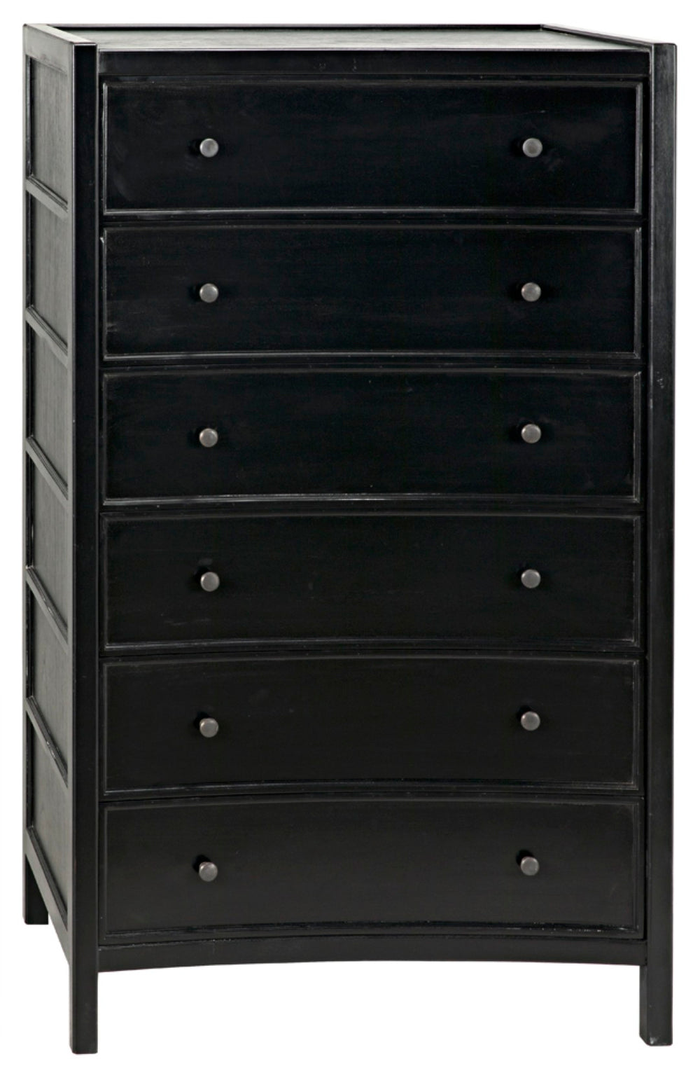 Noir Hampton Tall Boy Dresser - Elegant Mahogany with Brass Hardware for Sophisticated Bedroom Storage Hand Rubbed Black GDRE118HB