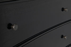 Noir Hampton Tall Boy Dresser - Elegant Mahogany with Brass Hardware for Sophisticated Bedroom Storage Hand Rubbed Black GDRE118HB