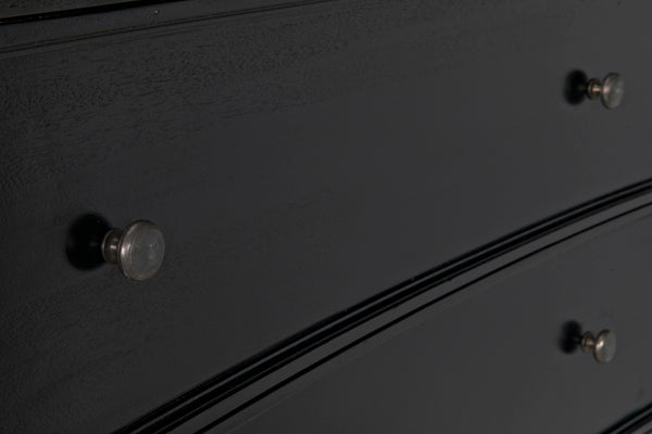 Noir Hampton Tall Boy Dresser - Elegant Mahogany with Brass Hardware for Sophisticated Bedroom Storage Hand Rubbed Black GDRE118HB