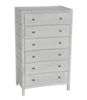 Noir Hampton Tall Boy Dresser - Elegant Mahogany with Brass Hardware for Sophisticated Bedroom Storage White Wash GDRE118WH