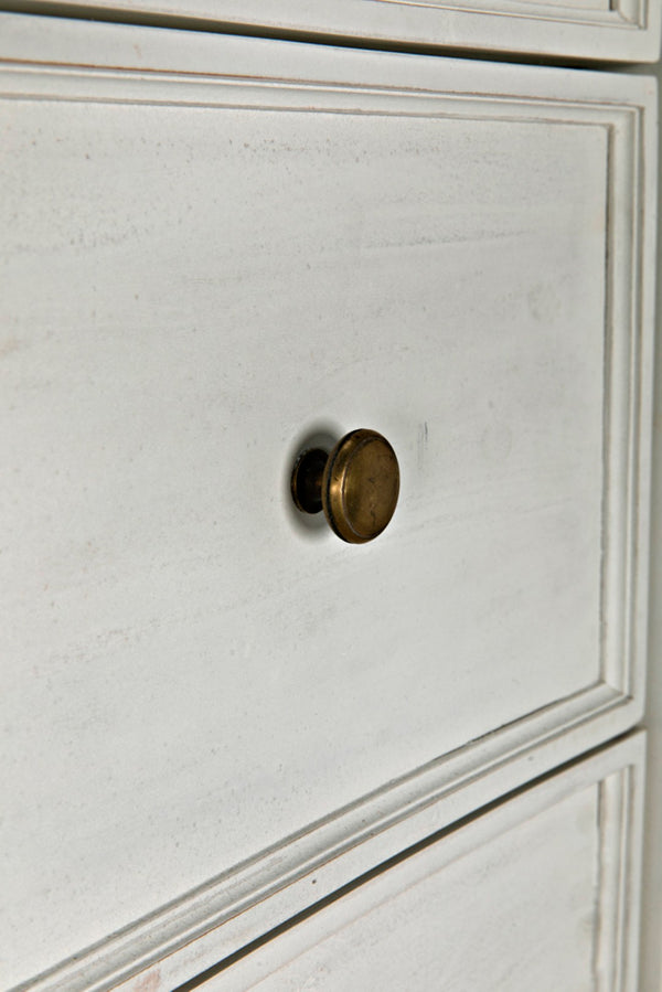 Noir Hampton Tall Boy Dresser - Elegant Mahogany with Brass Hardware for Sophisticated Bedroom Storage White Wash GDRE118WH