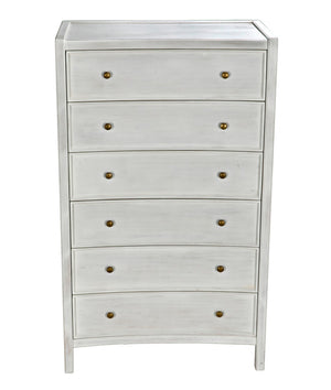 Noir Hampton Tall Boy Dresser - Elegant Mahogany with Brass Hardware for Sophisticated Bedroom Storage White Wash GDRE118WH