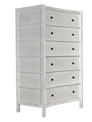Noir Hampton Tall Boy Dresser - Elegant Mahogany with Brass Hardware for Sophisticated Bedroom Storage White Wash GDRE118WH