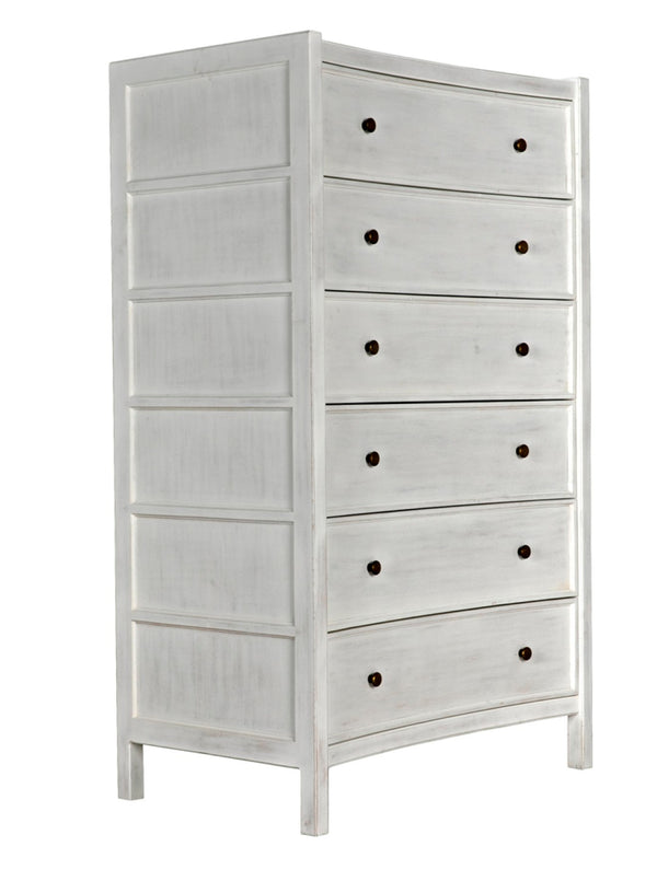 Noir Hampton Tall Boy Dresser - Elegant Mahogany with Brass Hardware for Sophisticated Bedroom Storage White Wash GDRE118WH