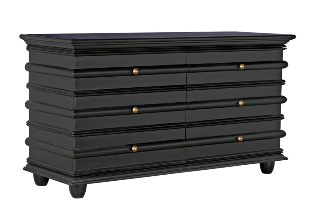 Noir Ascona Chest: Handcrafted Mahogany Storage with Timeless Black Finish & Elegant Brass Accents GDRE120HB