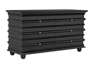 Noir Ascona Chest: Handcrafted Mahogany Storage with Timeless Black Finish & Elegant Brass Accents GDRE120HB