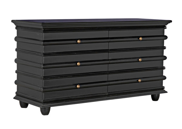 Noir Ascona Chest: Handcrafted Mahogany Storage with Timeless Black Finish & Elegant Brass Accents GDRE120HB