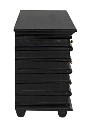 Noir Ascona Chest: Handcrafted Mahogany Storage with Timeless Black Finish & Elegant Brass Accents GDRE120HB