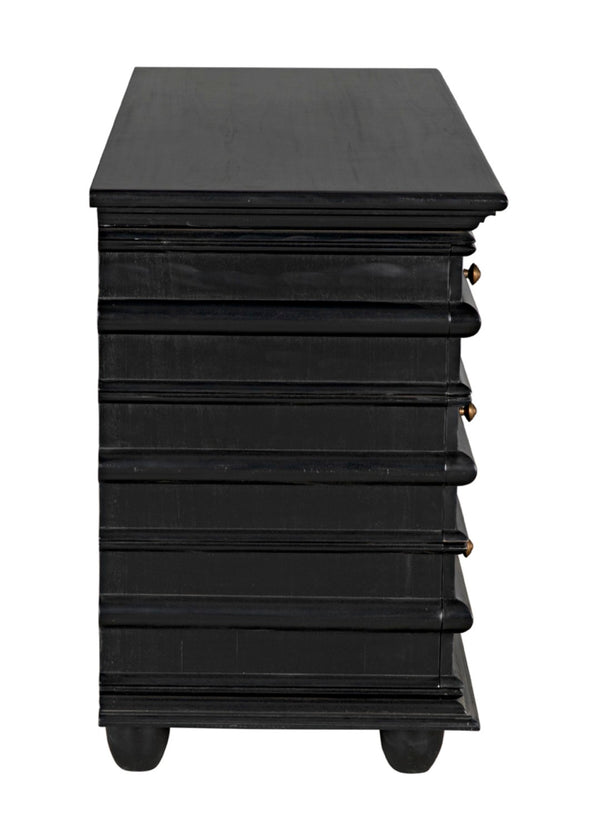 Noir Ascona Chest: Handcrafted Mahogany Storage with Timeless Black Finish & Elegant Brass Accents GDRE120HB