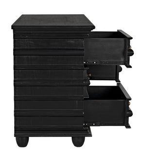 Noir Ascona Chest: Handcrafted Mahogany Storage with Timeless Black Finish & Elegant Brass Accents GDRE120HB