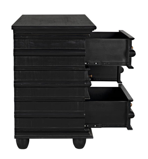Noir Ascona Chest: Handcrafted Mahogany Storage with Timeless Black Finish & Elegant Brass Accents GDRE120HB