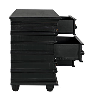 Noir Ascona Chest: Handcrafted Mahogany Storage with Timeless Black Finish & Elegant Brass Accents GDRE120HB