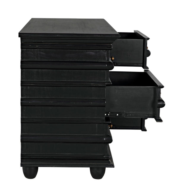 Noir Ascona Chest: Handcrafted Mahogany Storage with Timeless Black Finish & Elegant Brass Accents GDRE120HB