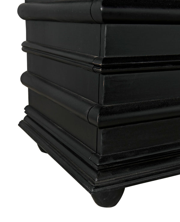 Noir Ascona Chest: Handcrafted Mahogany Storage with Timeless Black Finish & Elegant Brass Accents GDRE120HB