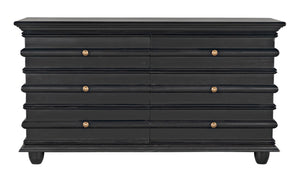 Noir Ascona Chest: Handcrafted Mahogany Storage with Timeless Black Finish & Elegant Brass Accents GDRE120HB