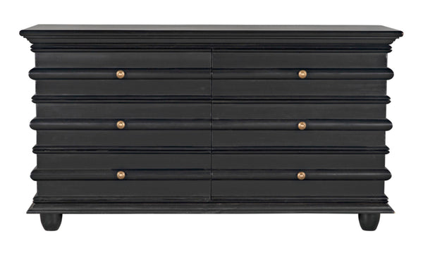 Noir Ascona Chest: Handcrafted Mahogany Storage with Timeless Black Finish & Elegant Brass Accents GDRE120HB