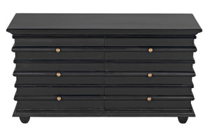 Noir Ascona Chest: Handcrafted Mahogany Storage with Timeless Black Finish & Elegant Brass Accents GDRE120HB