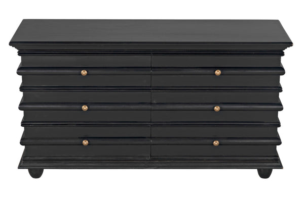 Noir Ascona Chest: Handcrafted Mahogany Storage with Timeless Black Finish & Elegant Brass Accents GDRE120HB