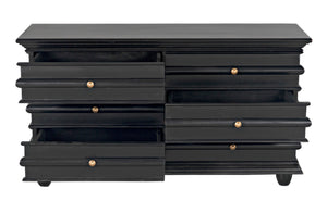 Noir Ascona Chest: Handcrafted Mahogany Storage with Timeless Black Finish & Elegant Brass Accents GDRE120HB