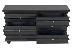 Noir Ascona Chest: Handcrafted Mahogany Storage with Timeless Black Finish & Elegant Brass Accents GDRE120HB