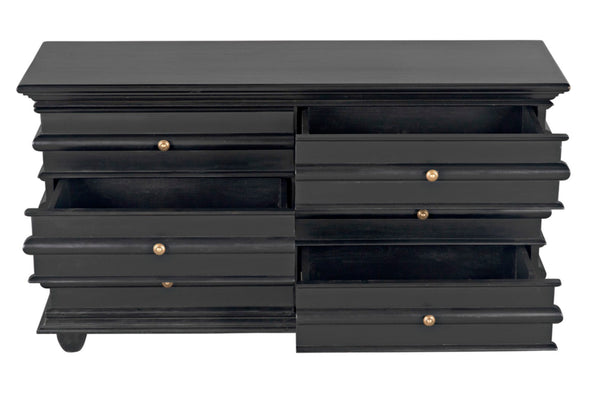 Noir Ascona Chest: Handcrafted Mahogany Storage with Timeless Black Finish & Elegant Brass Accents GDRE120HB