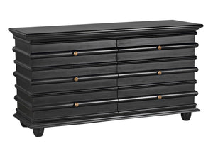 Noir Ascona Chest: Handcrafted Mahogany Storage with Timeless Black Finish & Elegant Brass Accents GDRE120HB