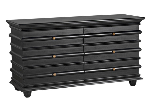 Noir Ascona Chest: Handcrafted Mahogany Storage with Timeless Black Finish & Elegant Brass Accents GDRE120HB