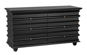 Noir Ascona Chest: Handcrafted Mahogany Storage with Timeless Black Finish & Elegant Brass Accents GDRE120HB