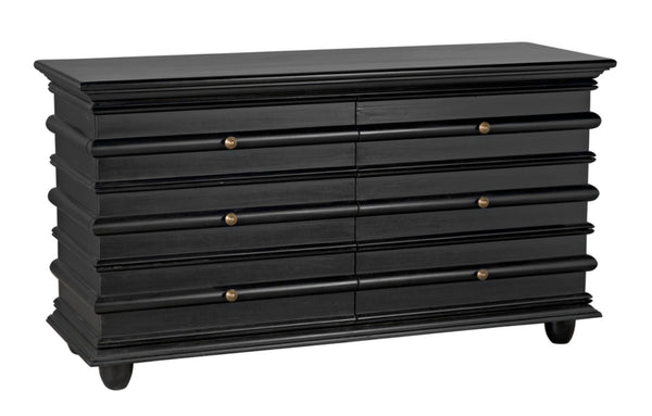 Noir Ascona Chest: Handcrafted Mahogany Storage with Timeless Black Finish & Elegant Brass Accents GDRE120HB
