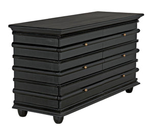 Noir Ascona Chest: Handcrafted Mahogany Storage with Timeless Black Finish & Elegant Brass Accents GDRE120HB