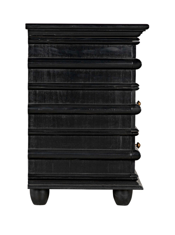 Noir Ascona Chest: Handcrafted Mahogany Storage with Timeless Black Finish & Elegant Brass Accents GDRE120HB