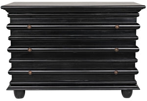 Noir Ascona Small Chest - Handcrafted Mahogany Storage with Classic Charm and Elegant Brass Pulls Hand Rubbed Black GDRE137HB