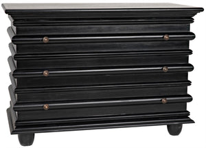 Noir Ascona Small Chest - Handcrafted Mahogany Storage with Classic Charm and Elegant Brass Pulls Hand Rubbed Black GDRE137HB